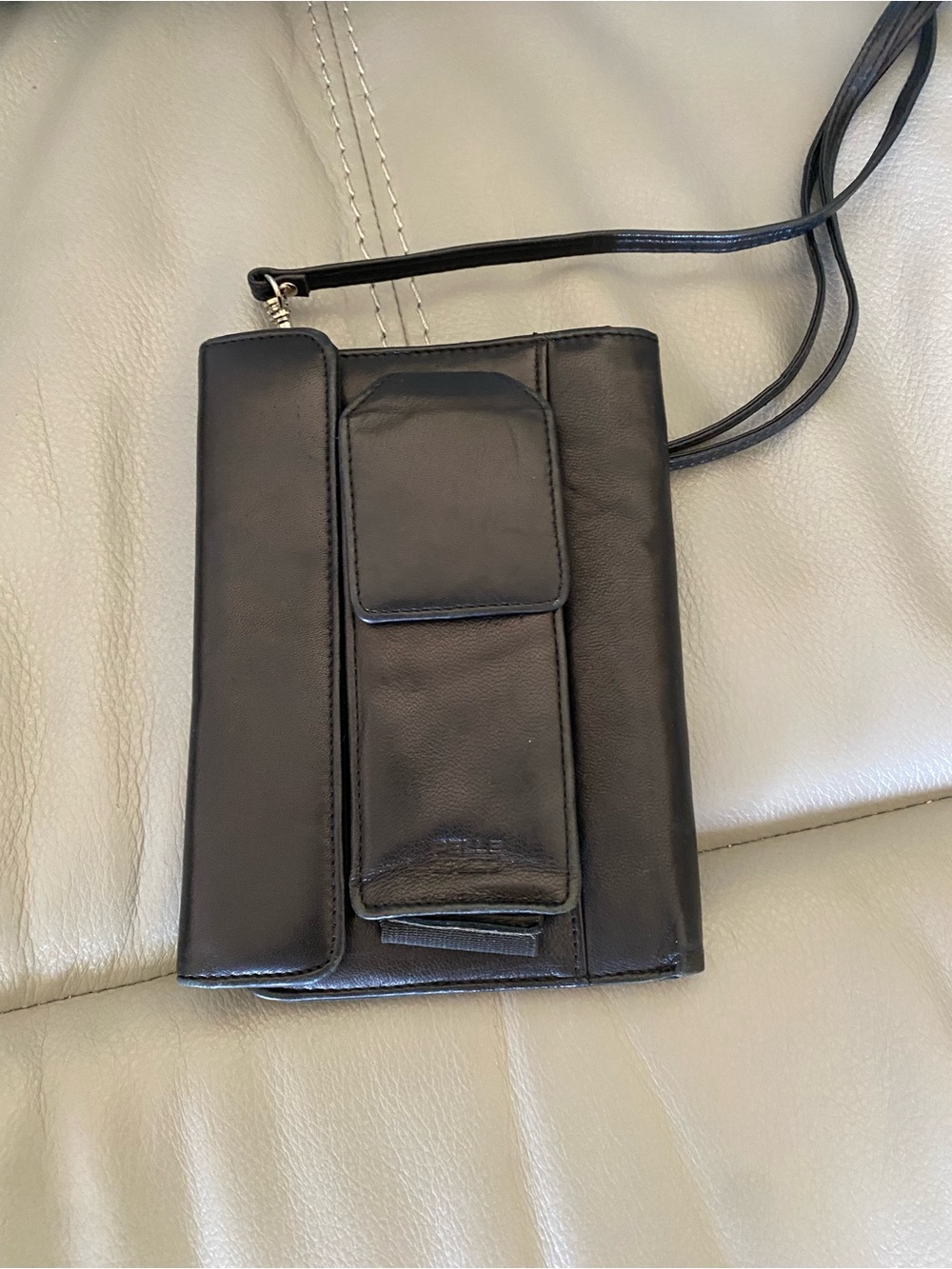 Vintage Pelle Studio Black Leather Mini Crossbody Wallet